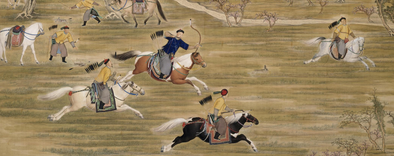 郎世宁等乾隆皇帝射猎图轴