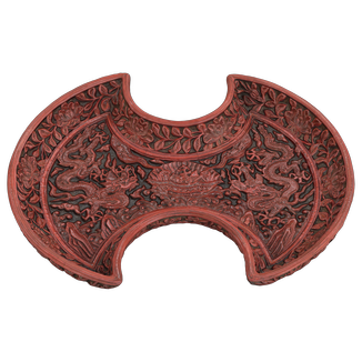 中国　剔紅　堆朱　内七宝　花文瓶　V　4489 剔红漆器赏瓶Group Antique Chinese Qing Hand Carved Cinnabar