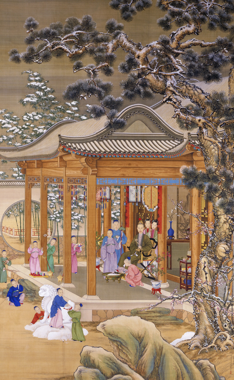 郎世宁等《乾隆雪景行乐图》轴