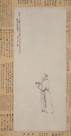 黄慎漱石捧砚图轴