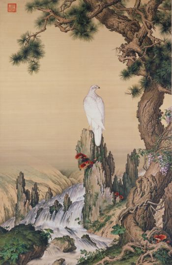 郎世宁嵩献英芝图轴