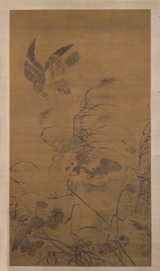 【吕纪残荷鹰鹭图轴】