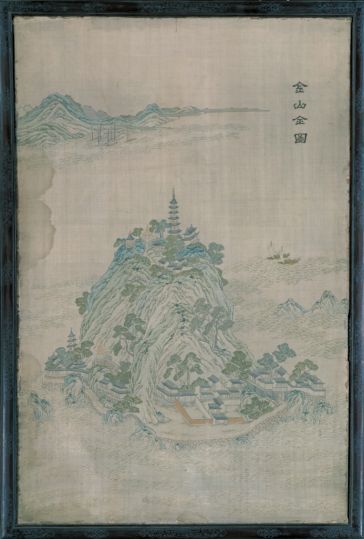 缂丝金山全图挂屏