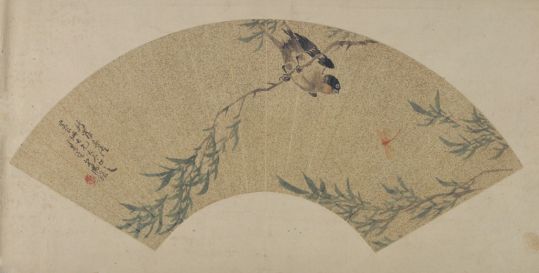 汤鋐柳燕图扇页