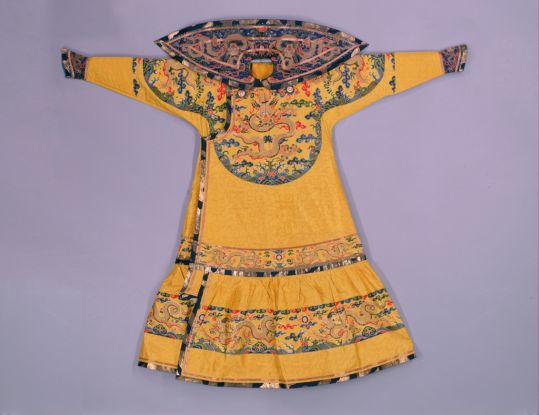 黄色金龙妆花纱男朝袍