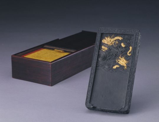 中国　書道具　古銅　花籠形　水指　水滴　時代箱付　V　3916 中国 書道具 古銅 花籠形 水指 水滴 時代箱付 V 3916