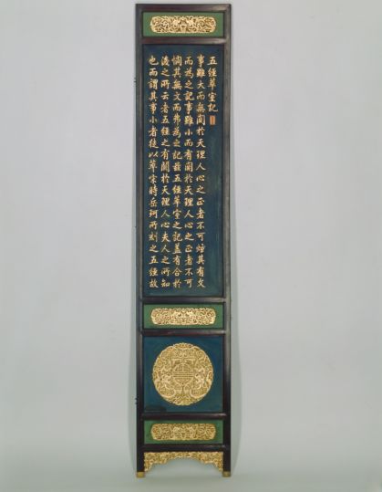 紫檀木嵌楠木髹漆《五经萃室记》围屏
