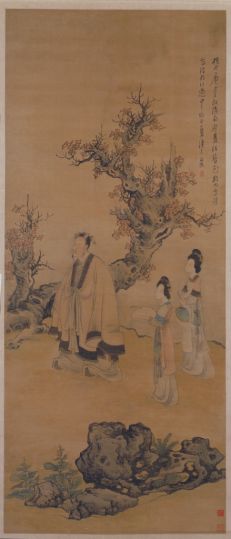 陈洪绶升庵簪花图轴