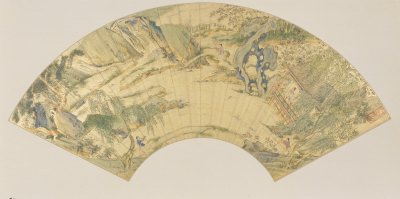 仇英兰亭图扇页