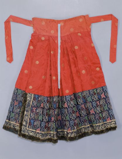 石青色缎织金团龙朝裙