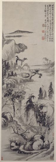 石涛横塘曳履图轴