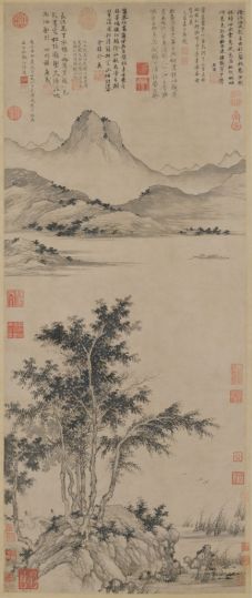 盛懋秋江待渡图轴
