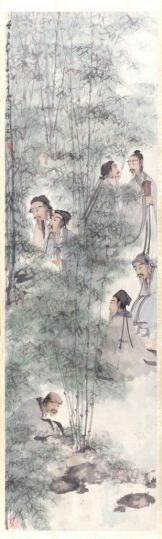 傅抱石竹林七贤图轴