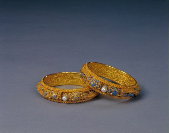 金累丝点翠四龙戏珠镯