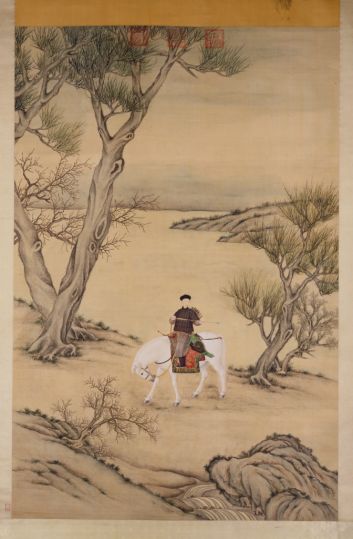 郎世宁等乾隆皇帝挟矢图轴