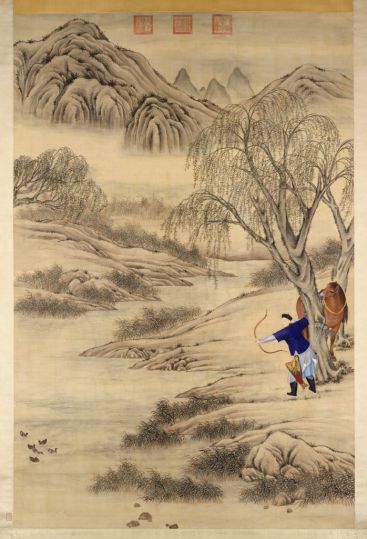 郎世宁等乾隆皇帝弋凫图轴