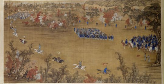 郎世宁等马术图轴