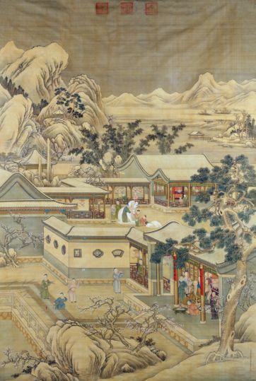 郎世宁等乾隆帝岁朝行乐图轴