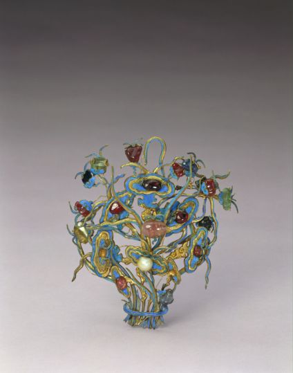 银镀金嵌珠宝钿花