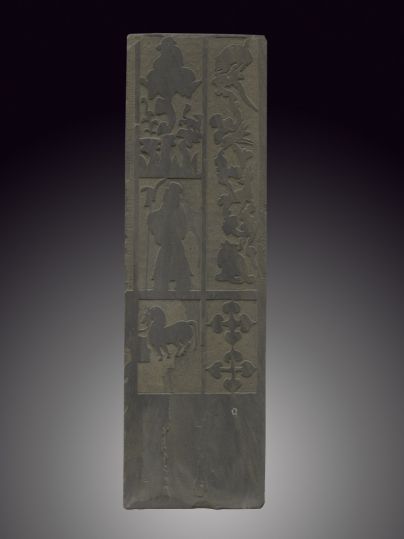 门吏图门柱画像石（左侧）