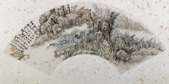 髡残溪阁读书图扇页