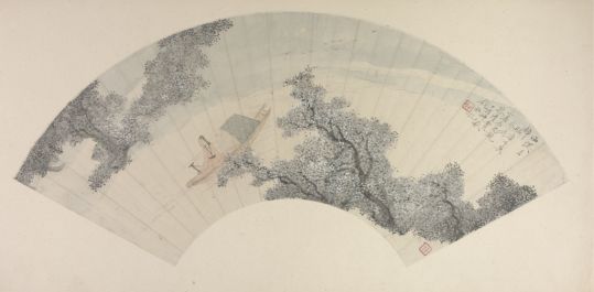 钱杜西溪月棹图扇页
