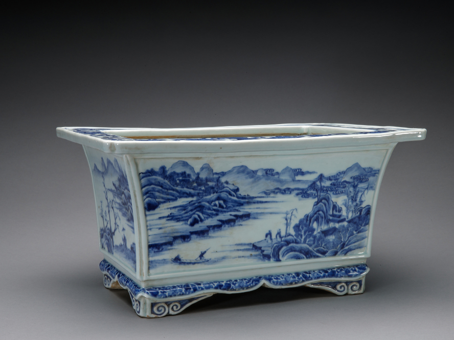 中国 青花山水人物文 小壷 C R6412E