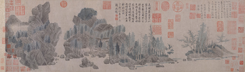 钱选浮玉山居图卷 - 千里江山——历代青绿山水画特展 - 故宫博物院