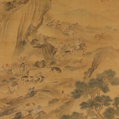 围猎图轴
